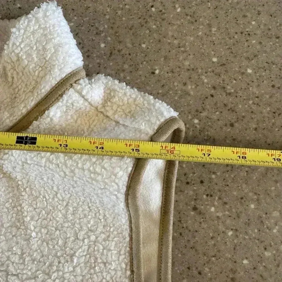 Tommy Bahama Sherpa Vest Womens XL Faux Suede Trim Coconut Cream - Picture 6 of 6